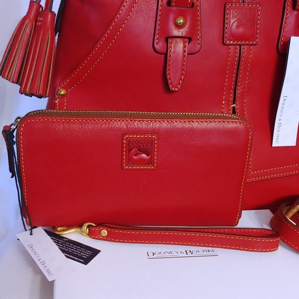 Dooney & Bourke Florentine Large Zip Around Wallet Wristlet in Red NWT